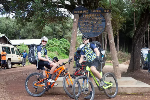 Bikers during 8 days Tanzania bike cycling tour around Mt. Kilimanjaro